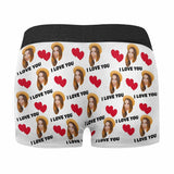 Custom Face I Love You Men's Boxer Briefs Personalized Underwear with Photo Gift for Men Valentine‘s Day Gift