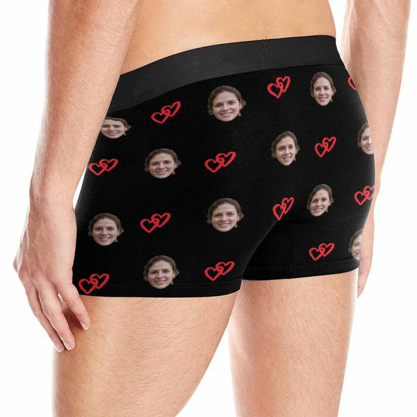 Custom Face I Love You To The Moon And Back Men's Print Boxer Briefs Design Your Own Custom Underwear