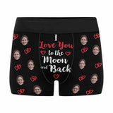 Custom Face I Love You To The Moon And Back Men's Print Boxer Briefs Design Your Own Custom Underwear