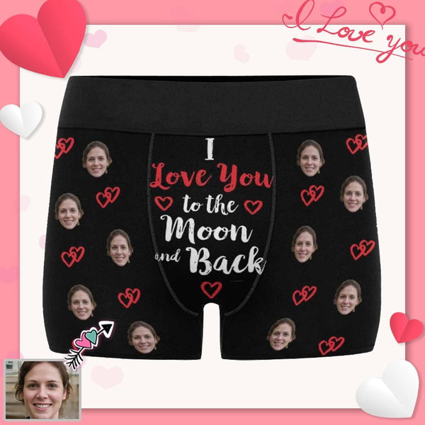 Custom Face I Love You To The Moon Men's Underwear Personalized Gift