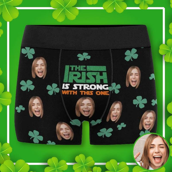 Custom Face Irish Men's Underwear Personalized Boxer Briefs Gift