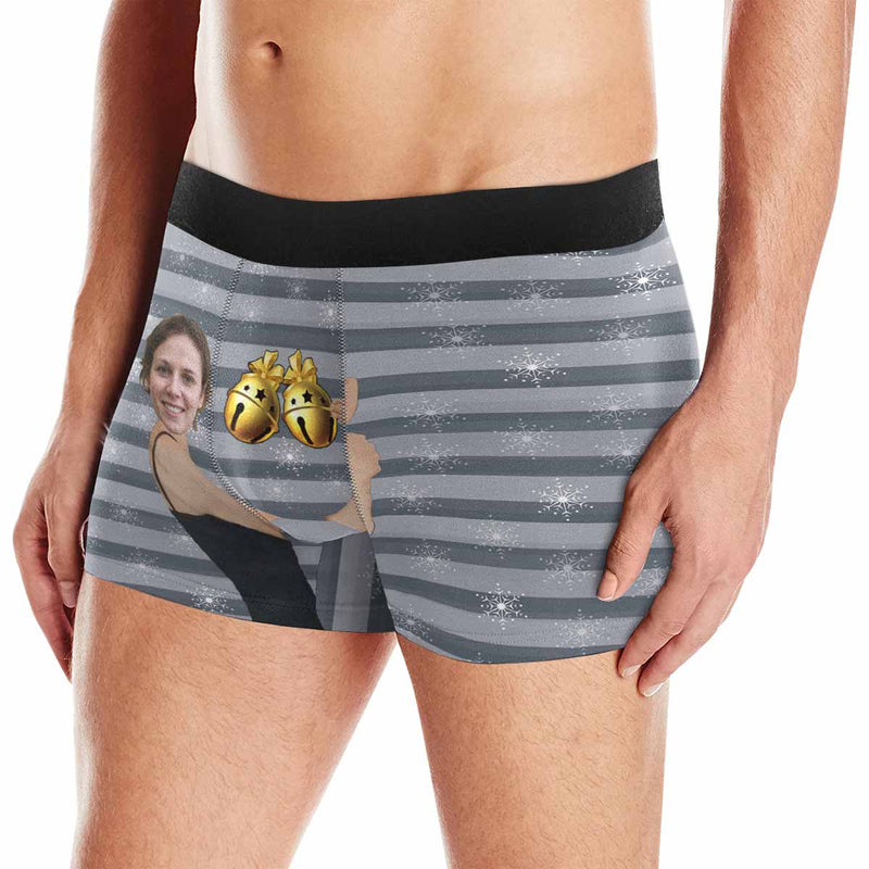 Custom Face Jingle My Bells Men's All-Over Print Boxer Briefs Create Your Own Underwear for Him