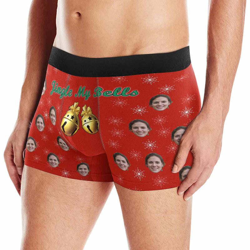 Custom Face Jingle My Bells Men's All-Over Print Boxer Briefs Design Your Own Custom Underwear