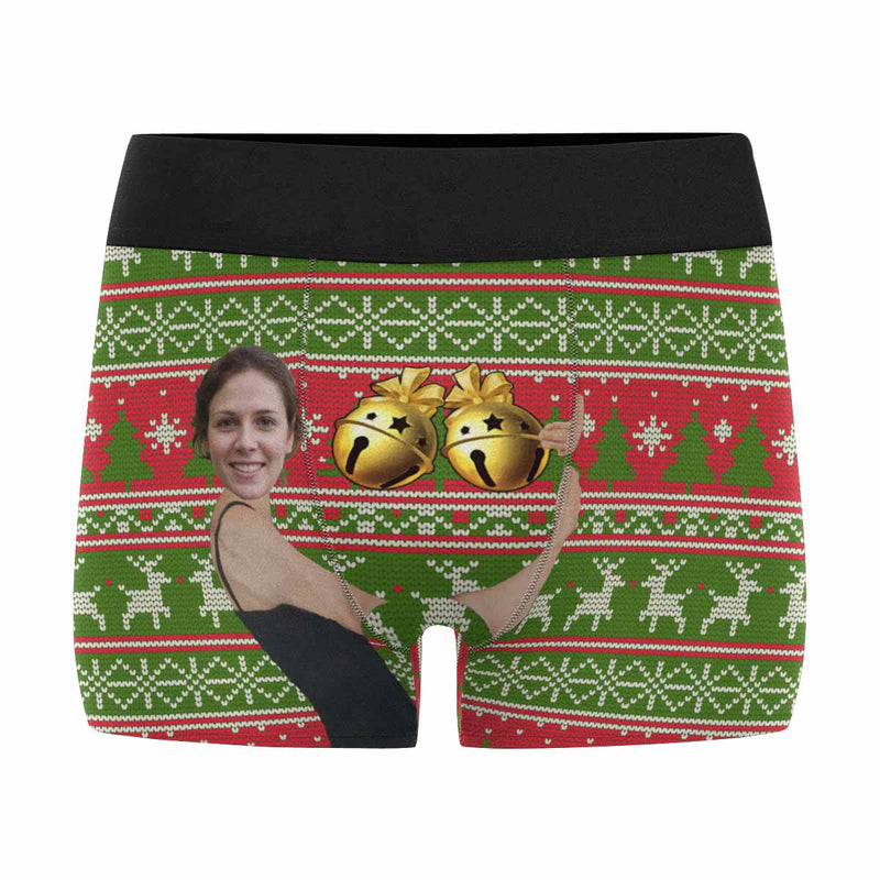 Custom Face Jingle My Bells Men's Boxer Briefs Print Your Own Personalized Underwear for Him