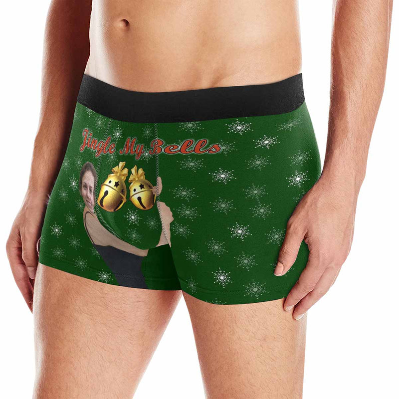 Custom Face Jingle My Bells Men's Print Boxer Briefs Put Your Face on Underwar Christmas Gift For Boyfriend