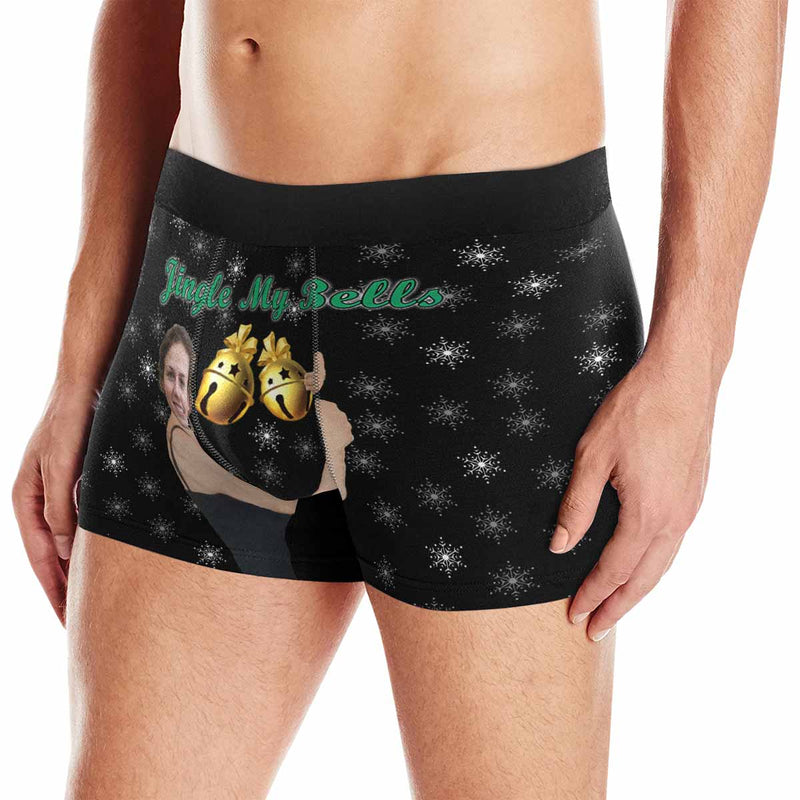 Custom Face Jingle My Bells Men's Print Boxer Briefs Put Your Face on Underwar Christmas Gift For Boyfriend