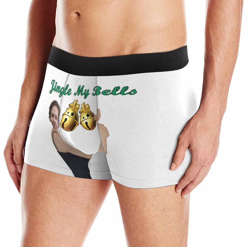 Custom Face Jingle My Bells Men's Print Boxer Briefs Put Your Face on Underwar Christmas Gift For Boyfriend