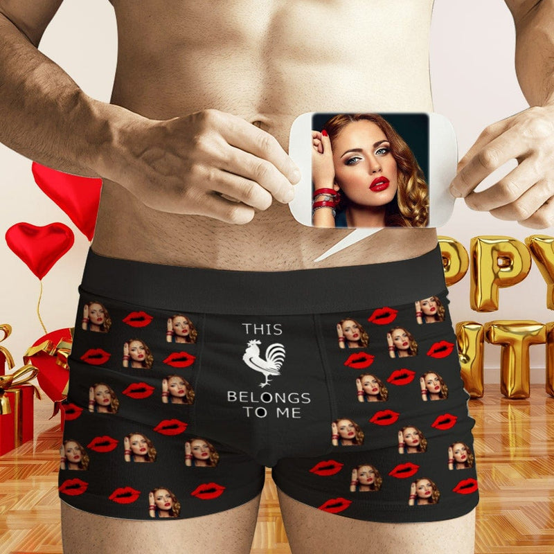 Custom Face Lip Cock Men's Boxer Briefs Personalized Photo Underwear