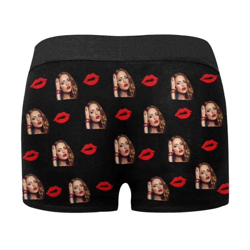 Custom Face Lip Cock Men's Boxer Briefs Print Your Own Personalized Photo Boxers Underwear For Valentine's Day Gift