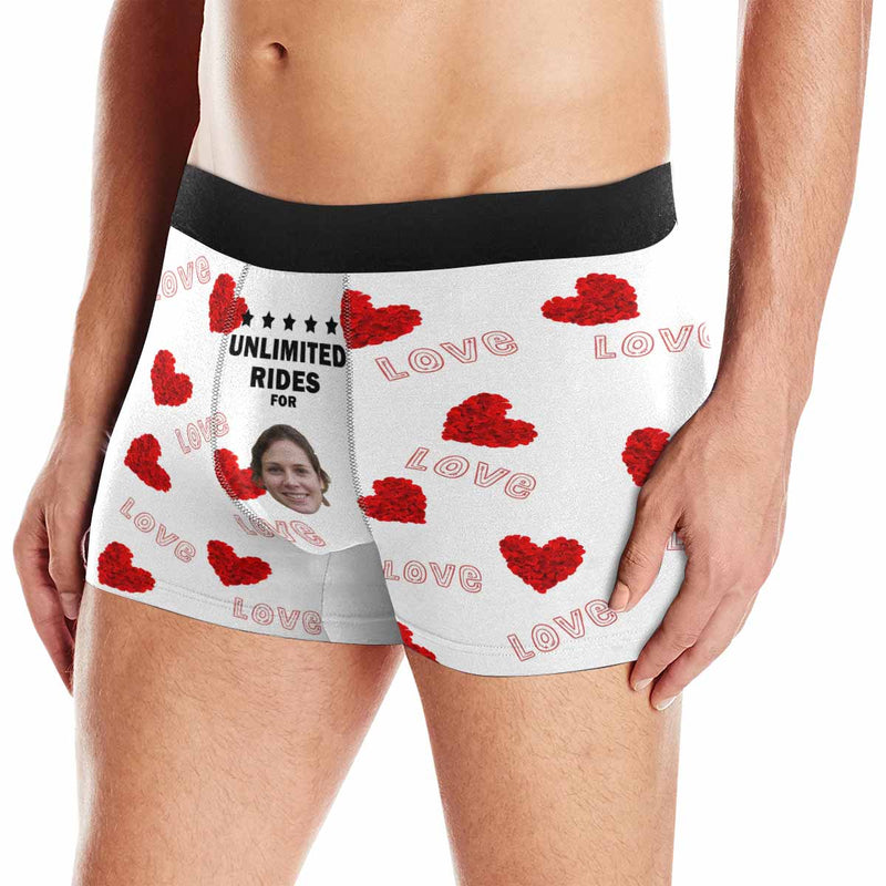 Custom Face Love Men's Boxer Briefs  Personalized Boxers Unlimited Rides Underwear Customized Valentine Gift for Husband