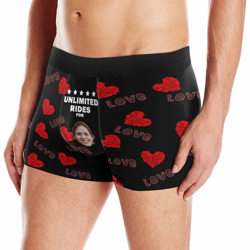 Custom Face Love Men's Boxer Briefs  Personalized Boxers Unlimited Rides Underwear Customized Valentine Gift for Husband