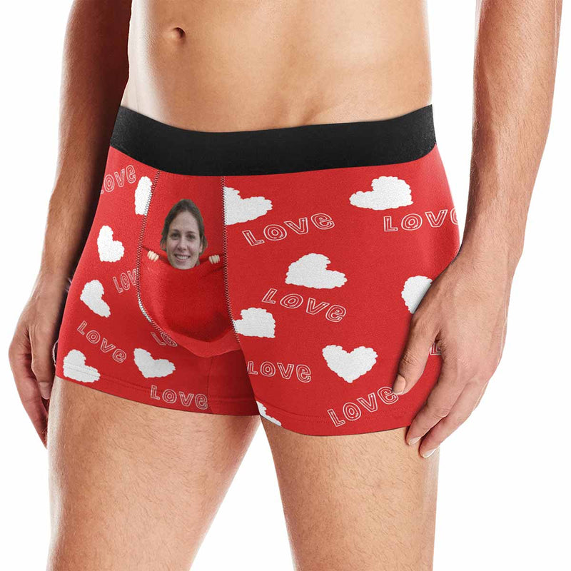 Custom Face Love Pocket Men's Boxer Briefs Put Your Face on Underwear with Custom Image