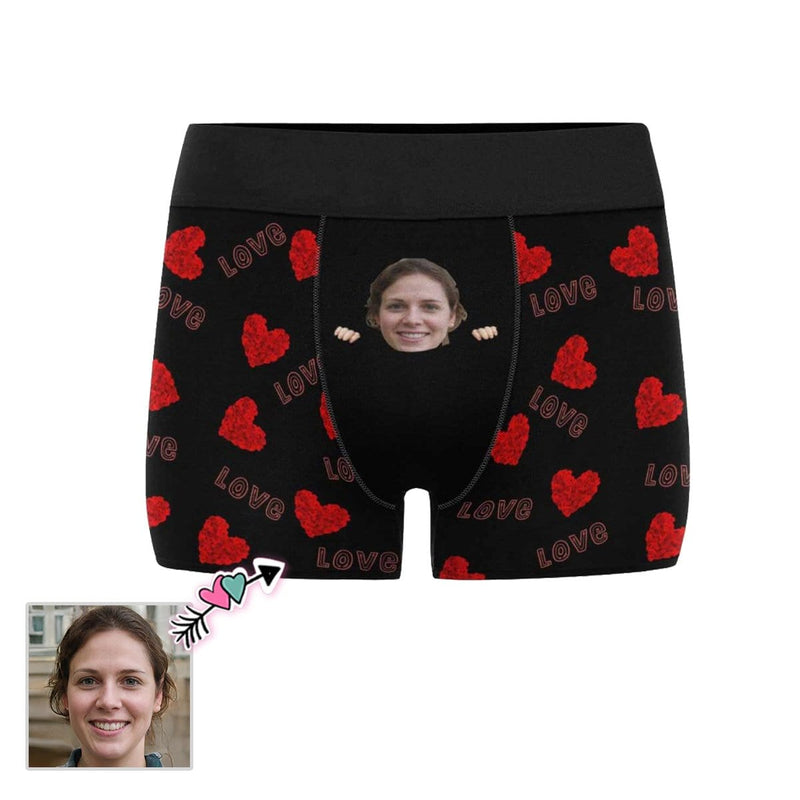 Custom Face Love Pocket Men's Boxer Briefs Put Your Face on Underwear with Custom Image