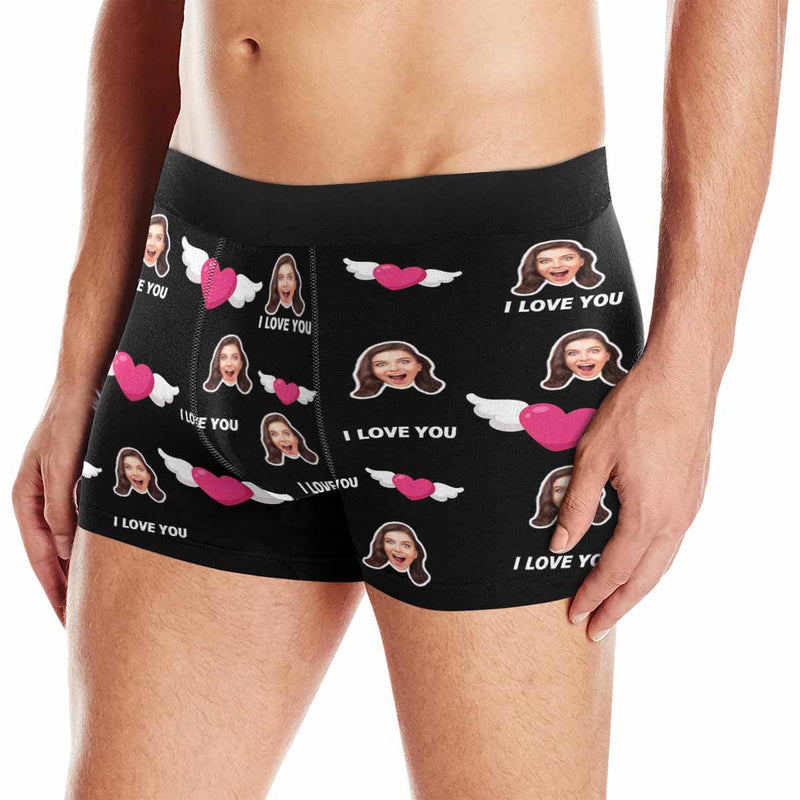 Custom Face Love You Men's Boxer Brief Print Your Own Personalized Underwear For Valentine's Day Gift