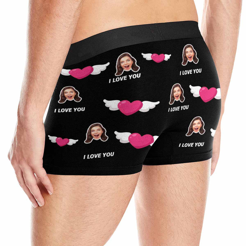 Custom Face Love You Men's Boxer Brief Print Your Own Personalized Underwear For Valentine's Day Gift