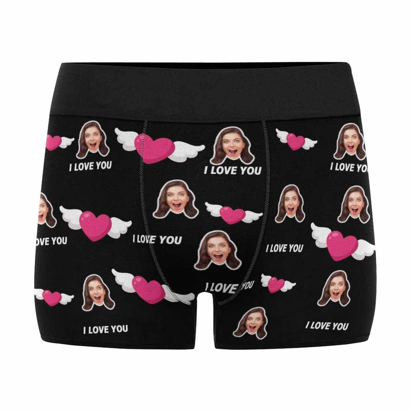 Custom Face Love You Men's Boxer Brief Print Your Own Personalized Underwear For Valentine's Day Gift