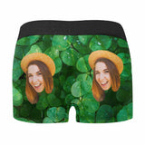 Custom Face Lucky Red Heart Men's Boxer Briefs Put Your Face on Underwear with Custom Image