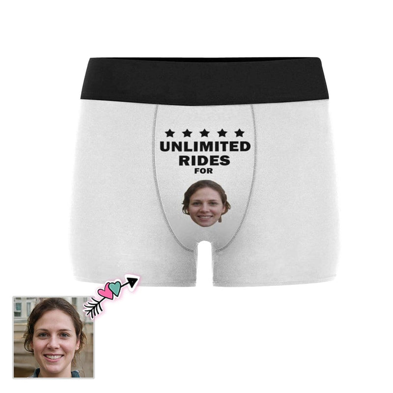 Custom Face Men's Boxer Briefs Printed Funny Undies Photo Unlimited Rides Design Your Own Boxer Underwear For Valentine's Day Gift