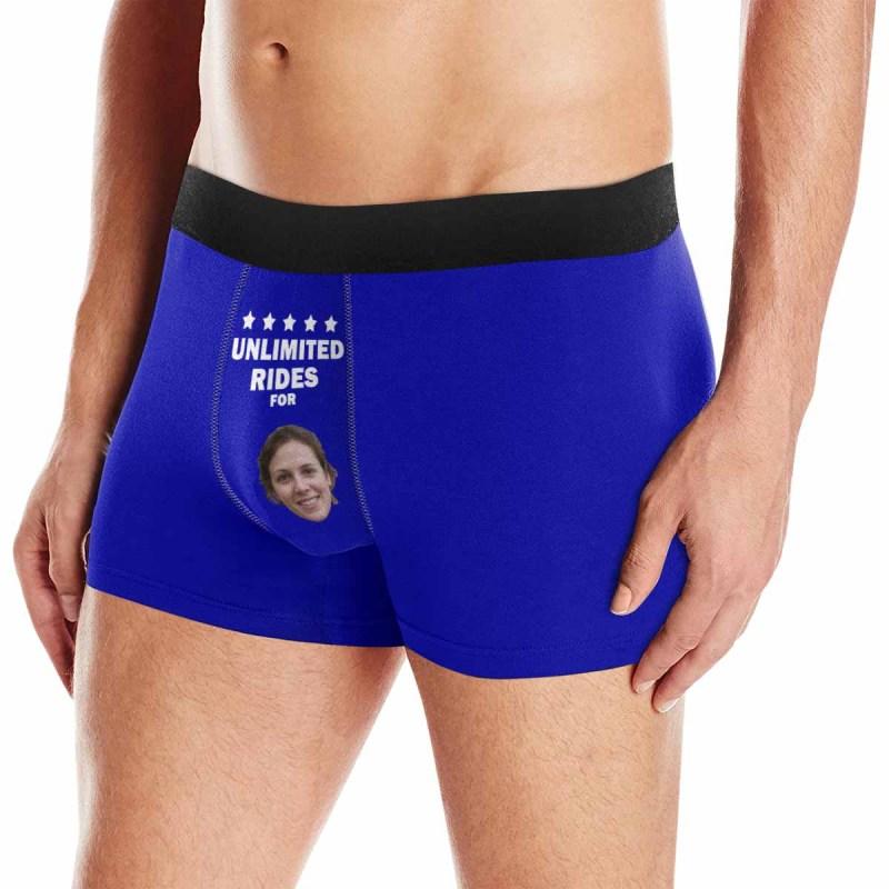 Custom Face Men's Boxer Briefs Printed Funny Undies Photo Unlimited Rides Design Your Own Boxer Underwear For Valentine's Day Gift