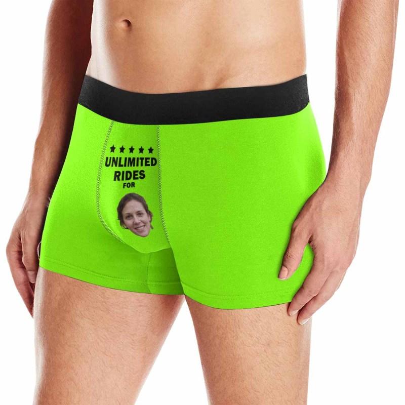 Custom Face Men's Boxer Briefs Printed Funny Undies Photo Unlimited Rides Design Your Own Boxer Underwear For Valentine's Day Gift