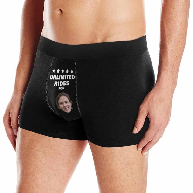 Custom Face Men's Boxer Briefs Printed Funny Undies Photo Unlimited Rides Design Your Own Boxer Underwear For Valentine's Day Gift