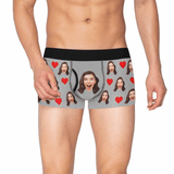 #Best Seller Newest Custom Face Mens Pocket Boxer Briefs Love Heart Black Personalized Men's Boxer Underwear For Valentine's Day Gift