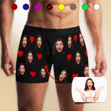 Custom Face Pocket Boxer Brief Love Heart Black Personalized Underwear