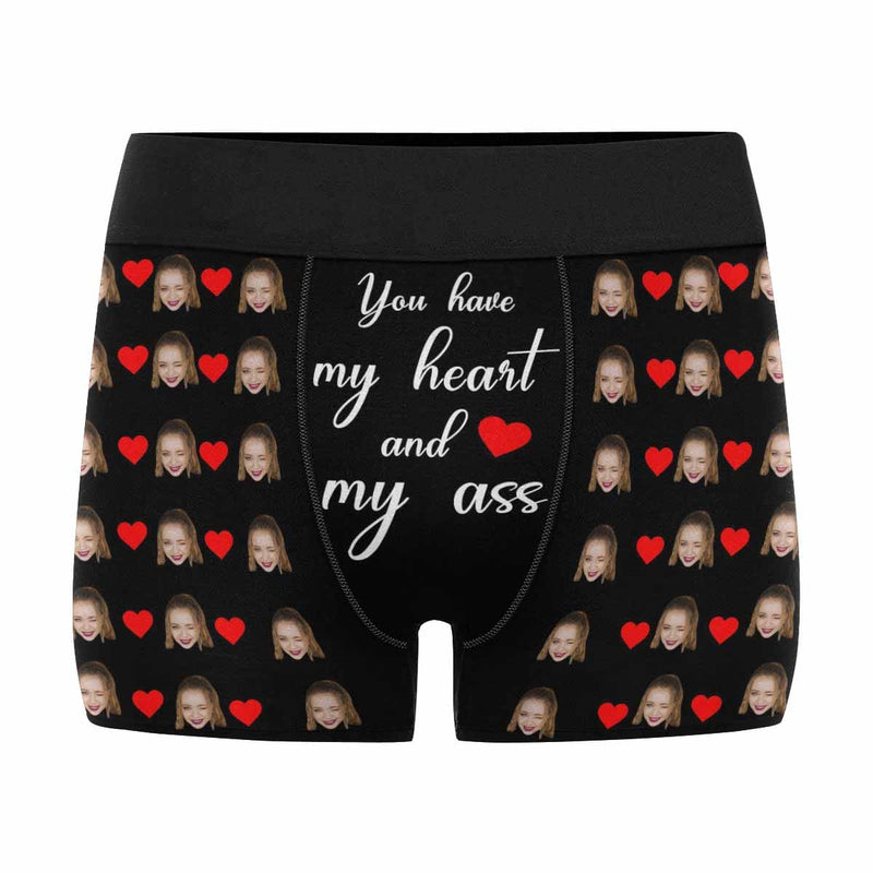 Custom Face My Ass Men's Print Boxer Briefs Put Your Face on Underwear with Custom Image