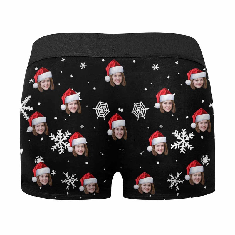 Custom Face&Name Bow Tie Christmas Snowflake Men's All-Over Print Boxer Briefs Design Your Own Custom Underwear