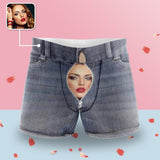 Custom Face&Name Denim Zipper Men's Boxer Briefs with Custom Waistband