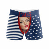 Custom Face&Name Flag Men's Boxer Briefs with Custom Waistband