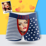 Custom Face&Name Flag Men's Boxer Briefs with Custom Waistband