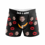 Custom Face&Name Hug Lip Men's Boxer Briefs with Custom Waistband