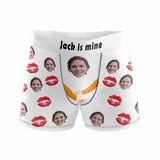 Custom Face&Name Hug Lip Men's Boxer Briefs with Custom Waistband