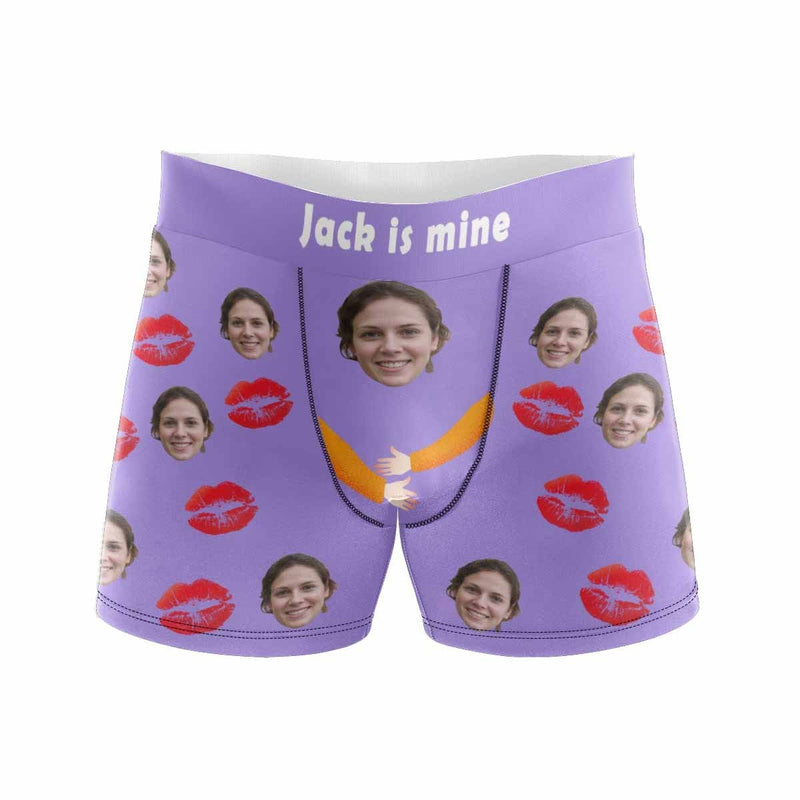 Custom Face&Name Hug Lip Men's Boxer Briefs with Custom Waistband