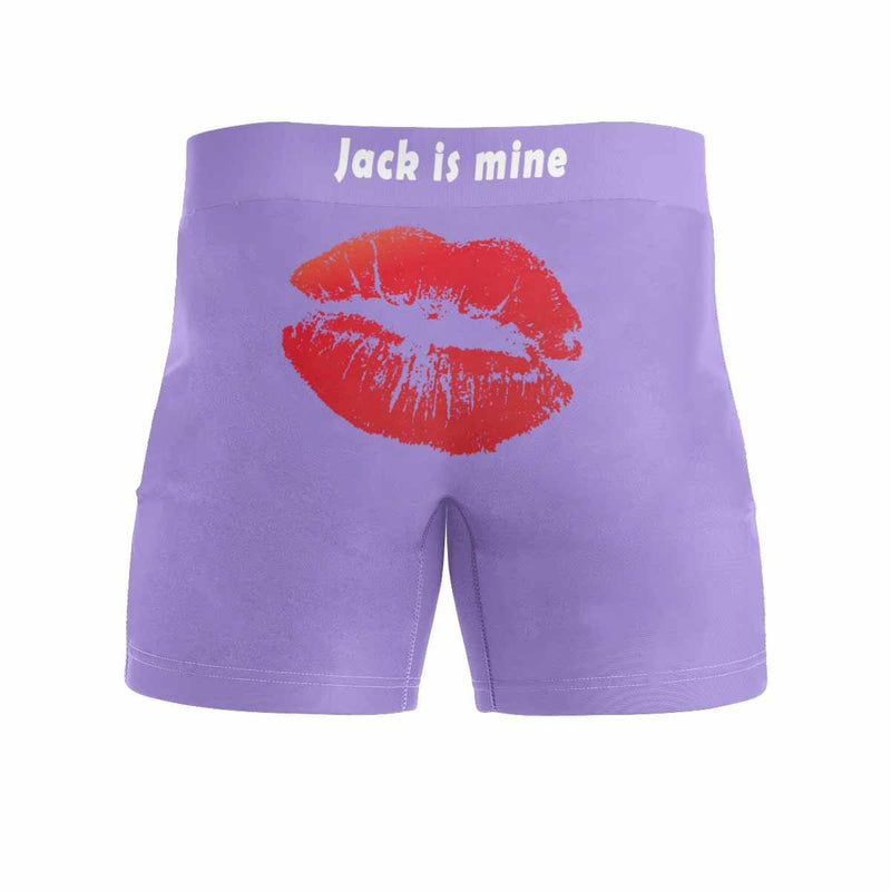 Custom Face&Name Hug Lip Men's Boxer Briefs with Custom Waistband