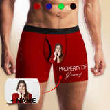 Custom Face&Name Underwear Property Of Men's Pocket Boxer Briefs