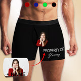 Custom Face&Name Men's Undies Property Of Men's Pocket Boxer Briefs Print Your Own Personalized Underwear for Him