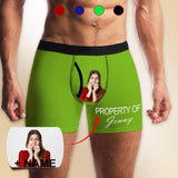 Custom Face&Name Men's Undies Property Of Men's Pocket Boxer Briefs Print Your Own Personalized Underwear for Him