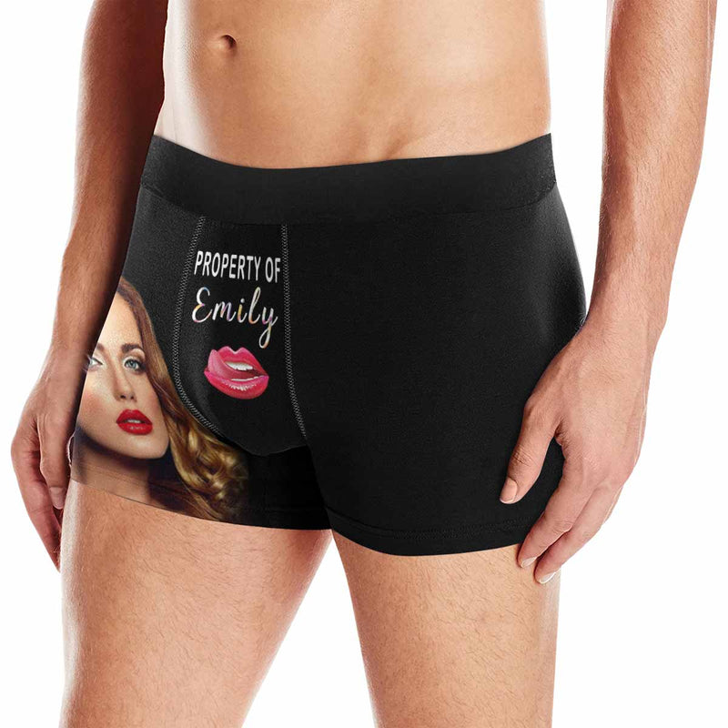 Custom Face&Name Mouth Men's Boxer Briefs Print Your Own Personalized Underwear For Valentine's Day Gift