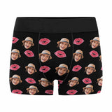 Custom Face Pink Lips Men's Boxer Briefs Put Your Face on Underwear with Custom Image For Valentine's Day Gift