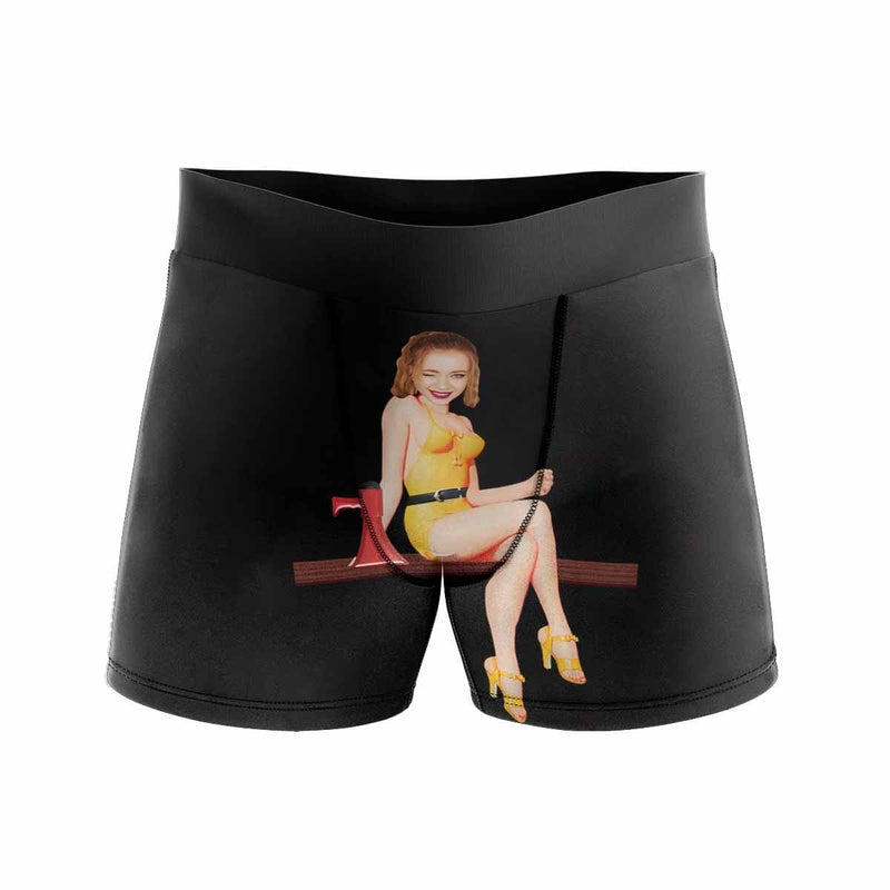 Custom Face Sexy Girl Men's Print Boxer Briefs Design Your Own Custom Underwear Gift for Him