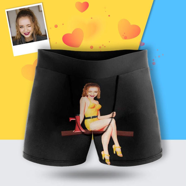 Custom Face Sexy Girl Men's Underwear Personalized Boxer Briefs Gift