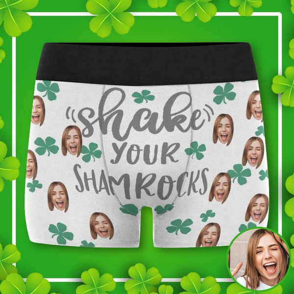 Custom Face Shake Mens Print Boxer Briefs Personalized Photo Underwear