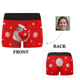 Custom Face Snowflake Tail Men's Print Boxer Briefs Put Your Face on Underwear with Custom Image