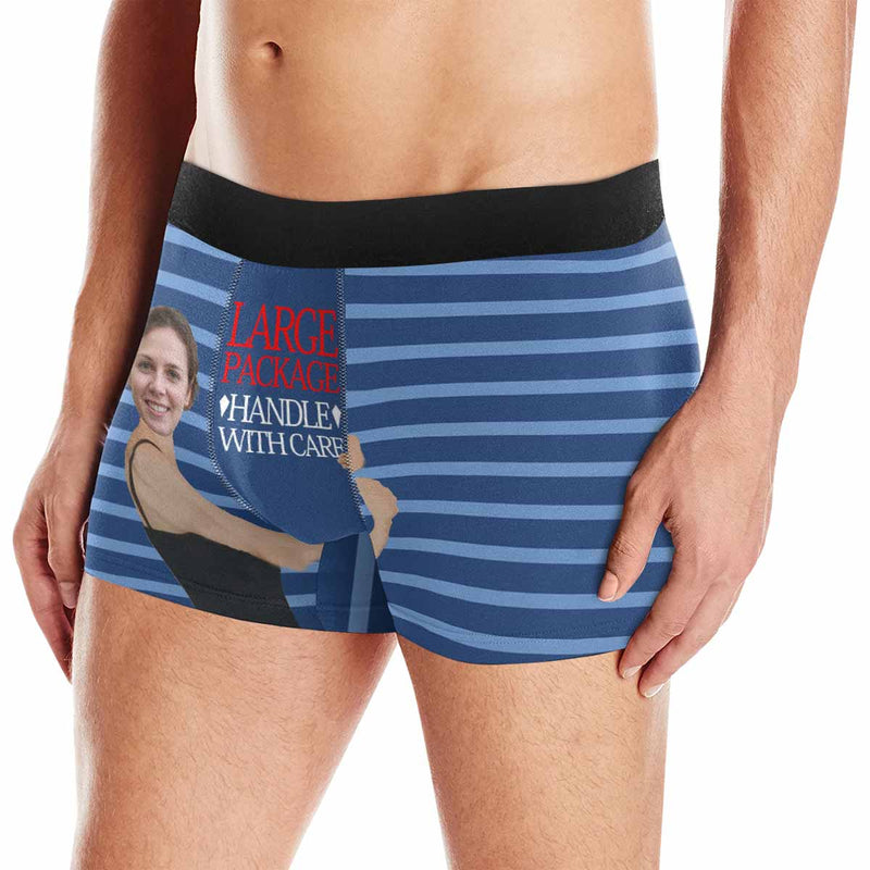 Custom Face Stripe Large Package Men's Print Boxer Briefs Design Your Own Custom Underwear