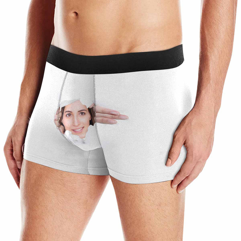 Custom Face Tear Men's Boxer Briefs Personalized Underwear for Him Unique Design Funny Gift