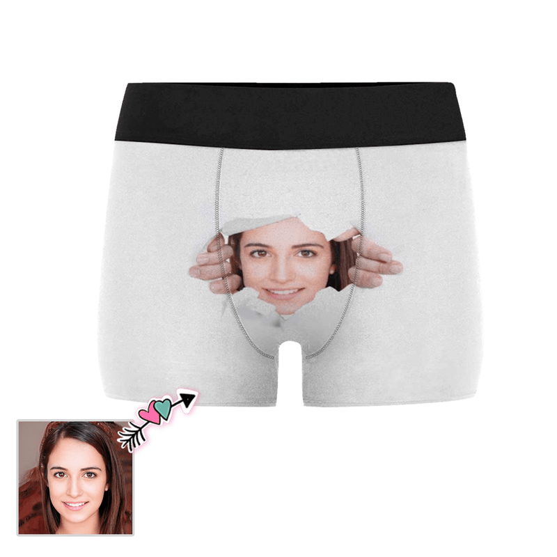 Custom Face Tear Men's Boxer Briefs Personalized Underwear for Him Unique Design Funny Gift