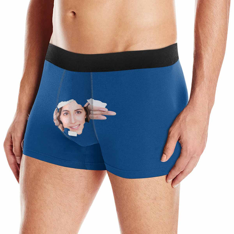 Custom Face Tear Men's Boxer Briefs Personalized Underwear for Him Unique Design Funny Gift