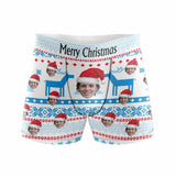 Custom Face&Text Christmas Surprise Men's Boxer Briefs Print Your Own Personalized Underwear for Him